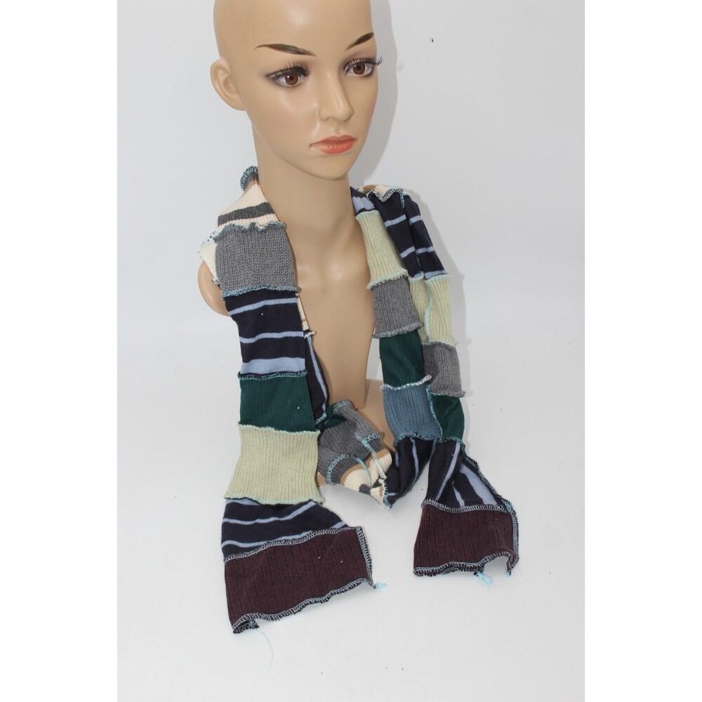 Scarf Upcycled Green Blue Ivory Sweaters Red ~88" Long Handmade Boho Mens Womens